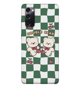 Samsung Galaxy S20 FE Uyumlu Double Bear Tasarımlı Şeffaf Telefon Kılıfı