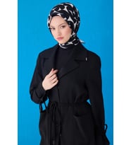 Belli Twill İpek Eşarp 4117D (Anakonda Siyah-Beyaz)