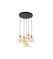 LampaLuce Cono Modern Sarkıt Salon Avizesi 5'li Sarı 40x70cm