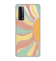Huawei P Smart 2021 Uyumlu Güneş Desenli Şeffaf Telefon Kılıfı