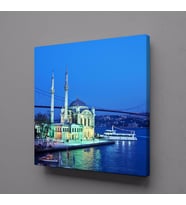 BOĞAZ MANZARALI CAMİ KANVAS TABLO 130x130cm (Karışık)
