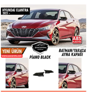 Hyundai Elantra Sinyalli 2021 Sonrası İçin Batman Yarasa Ayna Kapağı Piano Black ABS Plastik Sağ Sol