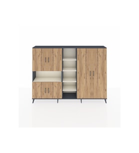 Arges Dolap 13 Raflı 6 Kapaklı 220x30x163 Antrasit-Çam/Aytaşı