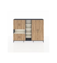 Arges Dolap 13 Raflı 6 Kapaklı 220x30x163 Antrasit-Çam/Aytaşı