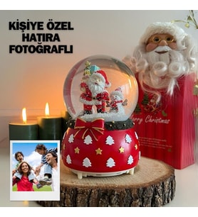 Kişiye Özel Fotoğraflı Mega Boy Yılbaşı Kar Küresi Otomatik Kar Püskürtmeli Işıklı Ve Müzikli