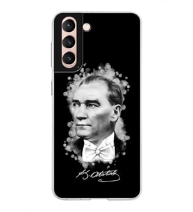 Samsung Galaxy S21 Kapak Atatürk Tasarımlı Şeffaf Silikon Kılıf