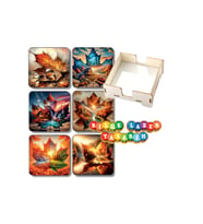 BİLGE tasarım sonbahar manzara Ahşap Bardak Altlığı - 6 lı set Set AHŞAP ÖZEL TASARIM KUTULU