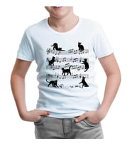 Cats and Notes Beyaz Çocuk Tshirt