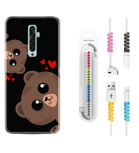Oppo Reno 2Z 4 Lite 4 Pro 5 6 7 A31 Kılıf Kablo Koruma Spiral Silikon Love Animals 1780