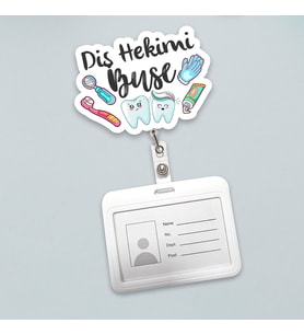 Kişileştirilebilir Diş Hekimi Temalı Yaka Kartı İsimlik Diş Hekimi Yaka Kartı Aparatı Yoyo Mekanizmalı Kartlık