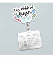Kişileştirilebilir Diş Hekimi Temalı Yaka Kartı İsimlik Diş Hekimi Yaka Kartı Aparatı  Yoyo Mekanizmalı Kartlık