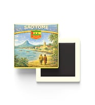 Retro Sao Tome ve Principe Sao Tome Şehri Temalı Vintage Buzdolap Magneti – 9x9 cm