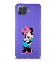 Oppo Reno 4 Lite Soft Premier Kapak Minnie Mouse-D Tasarımlı Silikon Kılıf - Mor (Şeffaf)