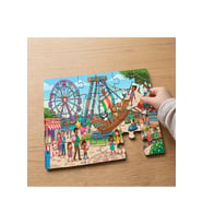 Lunaparkta Eğlenen Hayvanlar Tasarımlı 24 Parça Ahşap Çocuk Puzzle
