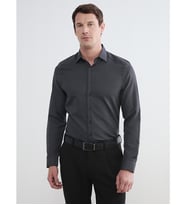 LCW BUSINESS Gri Slim Fit Uzun Kollu Armürlü Erkek Gömlek