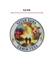 Vatan Sana Canım Feda PVC Arkası Cırtlı Arma Patch – Yuvarlak 9,5 cm