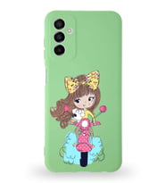 Samsung Galaxy M13 Uyumlu Lansman Kılıf. Altı Kapalı İçi Kadife  Vespagirl Tasarımlı Silikon Kapak (Şeffaf)