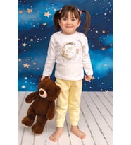 Pia Baby Premium %100 Pamuk İsme Özel Çocuk Pijama Takımı 1-8 Yaş 5087-14 (Sarı)