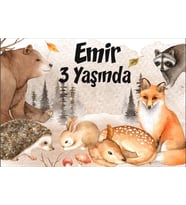 Orman Hayvanları Temalı Doğum Günü Afişi 35X50 cm