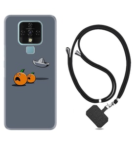 Tecno Camon 16 18P Pova Kılıf Boyun Askılı Silikon Orange Escape 1374