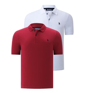 İKİLİ SET T8561 DEWBERRY ERKEK TSHIRT-BEYAZ-BORDO (Beyaz - Bordo)