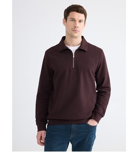 LCWAIKIKI Classic Mürdüm Polo Yaka Erkek Sweatshirt