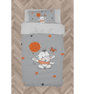 MEKTA HOME BEBEK VE ÇOCUK ODASI Turncu Filli Balon Desenli Nevresim Takımı