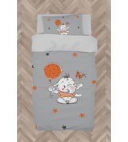 MEKTA HOME BEBEK VE ÇOCUK ODASI Turncu Filli Balon Desenli Nevresim Takımı