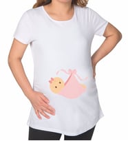BK Gift Kız Bebek Tasarımlı Beyaz Hamile Tişört-3