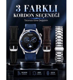 AMOLED Ekranlı Bluetooth Akıllı Saat 3 Kordonlu Uzun Pil Ömürlü