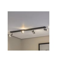 GU10 Dörtlü 4’lü Siyah Gövde Krom Başlıklı Hareketli Tasarruflu LED Tavan Spot Avize