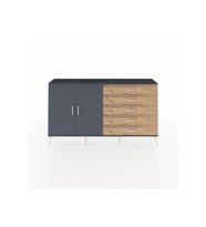 Arges Konsol 4 Raflı 5 Çekmeceli 2 Kapaklı 176x30x99 Antrasit-Antrasit/Çam