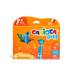 Carioca Teddy Jumbo Bebek Süper Yıkanabilir Keçeli Boya Kalemi 6'lı (Karışık)