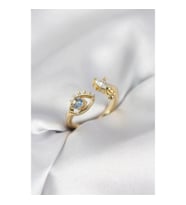 Mey İthalat® Gözyaşı Model Gold Renk Zirkon Taşlı Kadın Yüzük