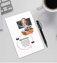 Kişiye Özel Hediye  Öğretmenler Günü Fotoğraflı   Defter & Kalem Seti OGD016 (Beyaz)