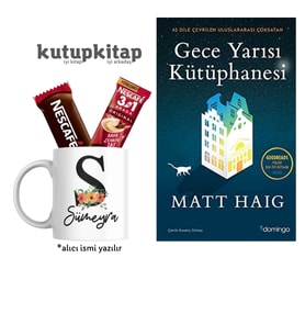 Kutupkitap Kişiye Özel Kupa Kahve Not Gece Yarısı Kütüphanesi Kitap Hediye Seti