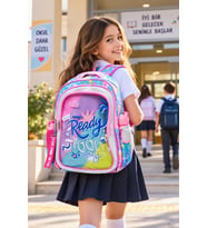 Okul Sırt Çantası Party Pembe 3 Bölmeli Ortopedik Matara Cepli 42x30x15 cm