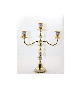Kişiye Özel Pirinç Sedefli 3'lü Şamdan - 27cm
