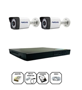 Avenir 2 Kameralı Full Hd Güvenlik Kamera Seti (Beyaz-Siyah)