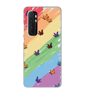 Xiaomi Mi Note 10 Lite Uyumlu Renk ve Kelebek Desenli Şeffaf Telefon Kılıfı