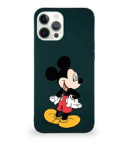 Apple iPhone 12 Pro Max Soft Premier Kapak Mickey Mouse-D Tasarımlı Silikon Kılıf - Yeşil (Şeffaf)