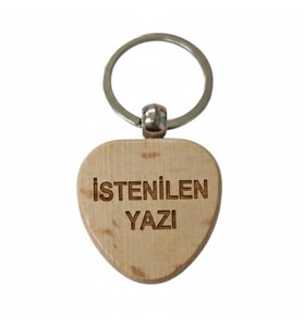 Kişiye Özel Kalp Ahşap Anahtarlık – İstenilen Yazı Lazer Gravür Anahtarlık – Özel Tasarım Kişisel Hediye