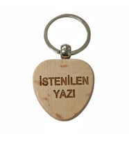 Kişiye Özel Kalp Ahşap Anahtarlık – İstenilen Yazı Lazer Gravür Anahtarlık – Özel Tasarım Kişisel Hediye