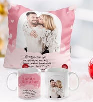 BK Gift Kişiye Özel El Yazı Mesajlı Fotoğraflı Kırlent Yastık ve Kupa Hediye Seti-2