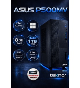 Asus Expertcenter P500MV Intel Core 7 240H 8 GB 1 TB SSD WIN 11 PRO Masaüstü Bilgisayar & Teknor USB Bellek