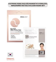 3 Katmanlı Rose Gold Göz Maskesi ve Aydınlatıcı, Nemlendirici Inci Özlü Kolajen Maske Seti