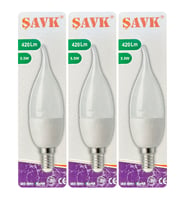(3 Adet) Şavk 5,5W (37W) Beyaz Işık (6500K) E14 Duylu (İnce Duy) Led Kıvrık Ampul
