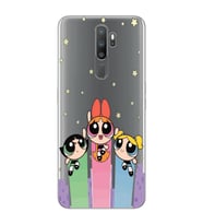 Oppo A5 2020 / A9 2020 Uyumlu Powerpuff Girls Desenli Şeffaf Telefon Kılıfı
