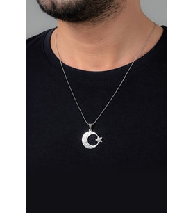 Ay Yıldız Gümüş Erkek Kolye Vek-3073