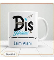 Diş Hekimlerine Özel İsim Yazılabilir Kupa Bardak – Kişiye Özel Meslek Temalı Hediye-107